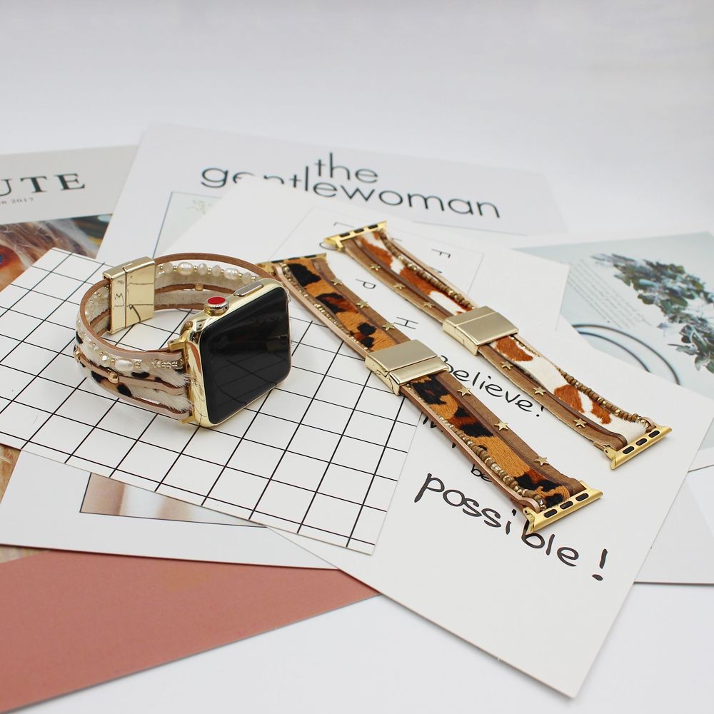Cheetah Pearl Leather Strap