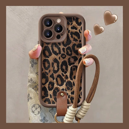Leopard Print Lanyard For 11/12/13/14/15/16, Pro, Pro Max Phone Case