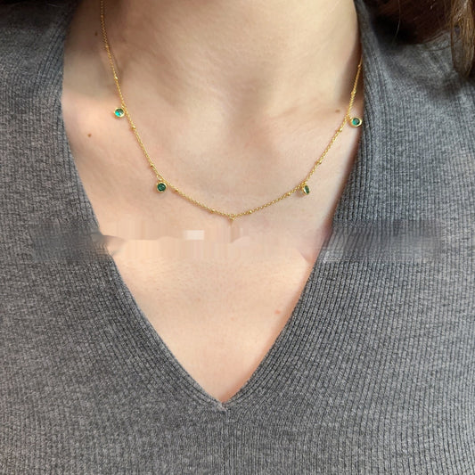 Emerald Tassel Twin Clavicle Chain
