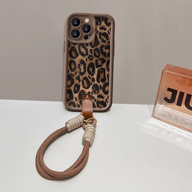 Leopard Print Lanyard For 11/12/13/14/15/16, Pro, Pro Max Phone Case