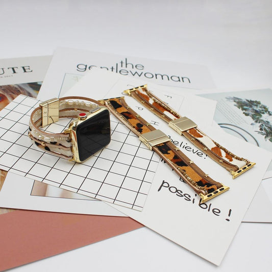 Cheetah Pearl Leather Strap