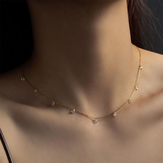 Multi-diamond Small Round Beads Clavicle Necklace