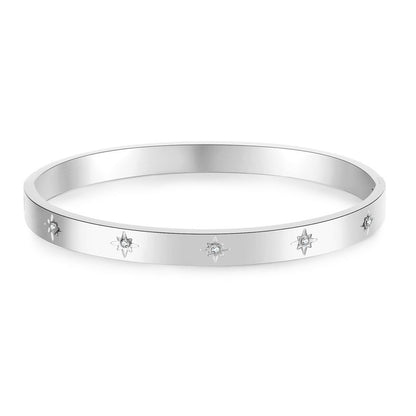 Multi Star Diamond 18k Gold 14k Silver Bangle Bracelet