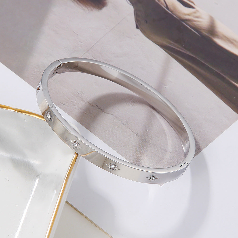 Multi Star Diamond 18k Gold 14k Silver Bangle Bracelet