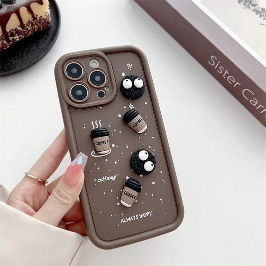 3D Cute Coffee Coal Ball Case