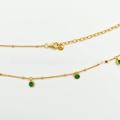 Emerald Tassel Twin Clavicle Chain