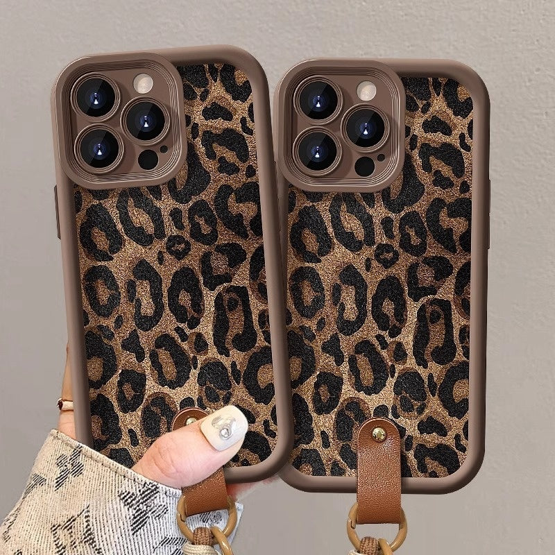 Leopard Print Lanyard For 11/12/13/14/15/16, Pro, Pro Max Phone Case
