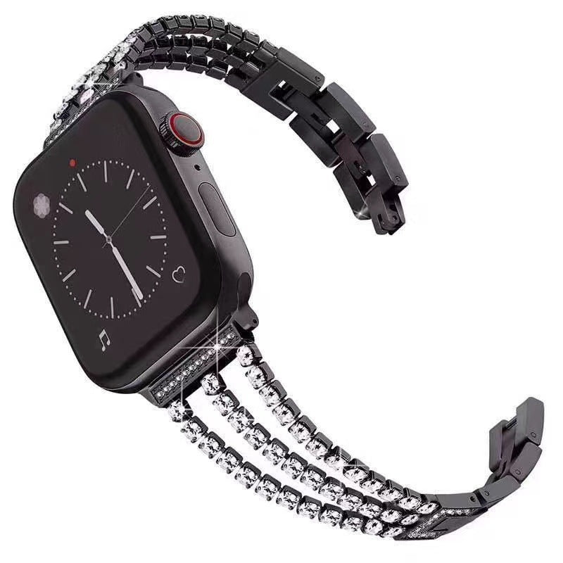 Stylish Metal Three-Link Diamond-Set Strap